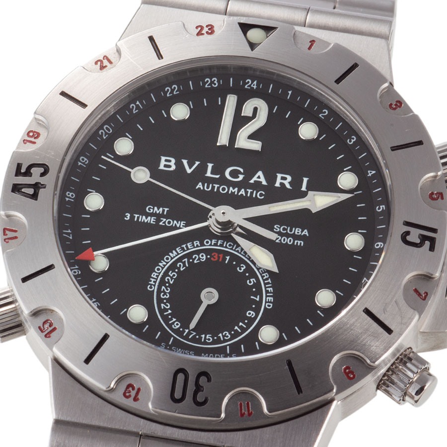 ブルガリ BVLGARI SD38SGMT ディアゴノ スクーバ GMT 3タイムゾーン 自動巻き メンズ _750286