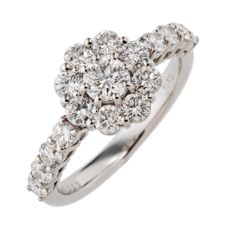 ノーブランド 【IF-3excellent-type2】フラワーモチーフダイヤモンドリング PT900