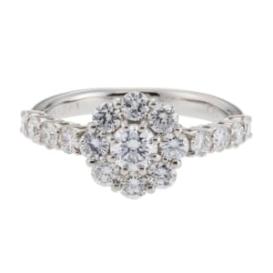 ノーブランド 【IF-3excellent-type2】フラワーモチーフダイヤモンドリング PT900