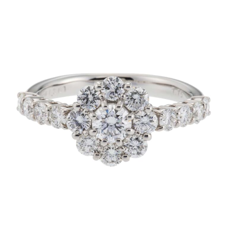 ノーブランド 【IF-3excellent-type2】フラワーモチーフダイヤモンドリング PT900