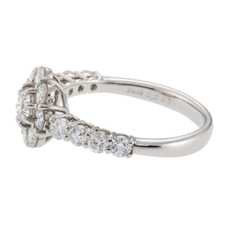 ノーブランド 【IF-3excellent-type2】フラワーモチーフダイヤモンドリング PT900