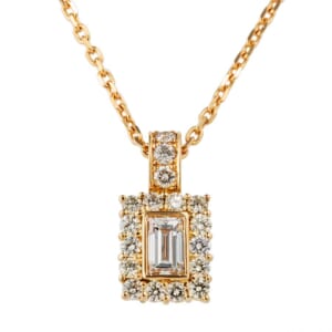 ノーブランド スクエアダイヤモンドネックレス YG