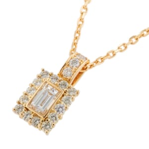 ノーブランド スクエアダイヤモンドネックレス YG