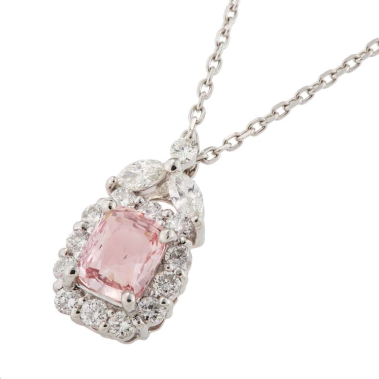 ノーブランド パパラチアサファイアネックレス PT900