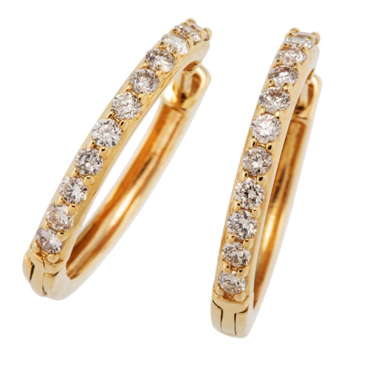 ノーブランド ダイヤモンドフープピアス YG