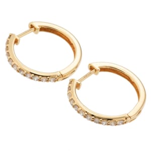 ノーブランド ダイヤモンドフープピアス YG