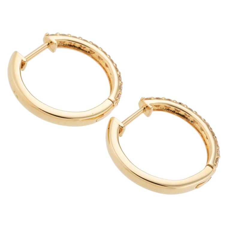 ノーブランド ダイヤモンドフープピアス YG