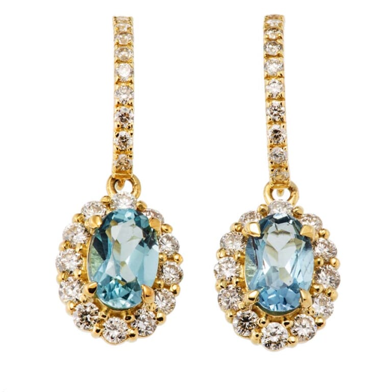 ノーブランド アクアマリンスイングピアス YG