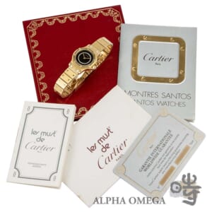 カルティエ サントスオクタゴン SM オニキスパリス文字盤 Ref.0906 ゴールド(YG) 1980年代 ヴィンテージ レディース 腕時計