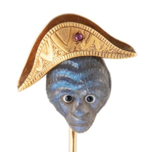 アンティーク モンキーナポレオン　ピンブローチ　ラブラドライト