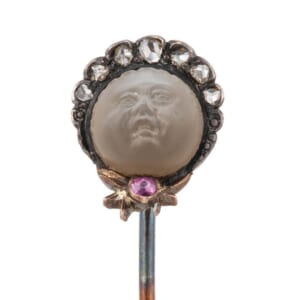 アンティーク 汗をかいたおじさん　ピンブローチ　ムーンストーン