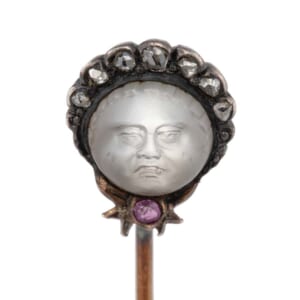 アンティーク 汗をかいたおじさん　ピンブローチ　ムーンストーン