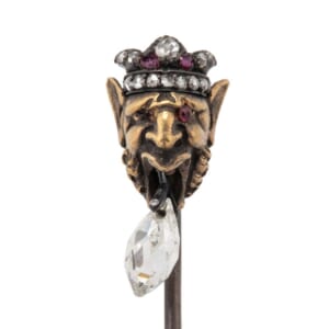 アンティーク サテュロス　ピンブローチ　ブリオレットカットダイヤモンド