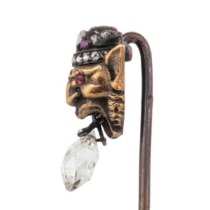 アンティーク サテュロス　ピンブローチ　ブリオレットカットダイヤモンド