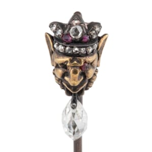 アンティーク サテュロス　ピンブローチ　ブリオレットカットダイヤモンド