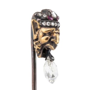 アンティーク サテュロス　ピンブローチ　ブリオレットカットダイヤモンド