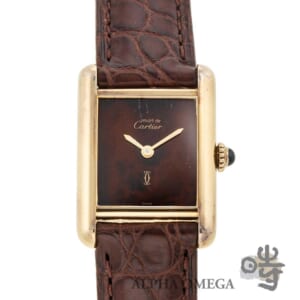 カルティエ マスト タンク タートル/ウッド SM 手巻 Ref.19 756 13 ヴェルメイユ メッキ (SV/YGP) ベッコウ/マーブル 1980年代 ヴィンテージ レディース 腕時計