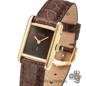 カルティエ マスト タンク タートル/ウッド SM 手巻 Ref.19 756 13 ヴェルメイユ メッキ (SV/YGP) ベッコウ/マーブル 1980年代 ヴィンテージ レディース 腕時計