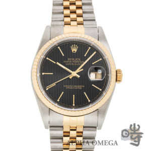 ロレックス デイトジャスト Ref.16233 コンビ(SS/YG) ブラックタペストリーダイアル T番 1996年 ヴィンテージ メンズ 腕時計