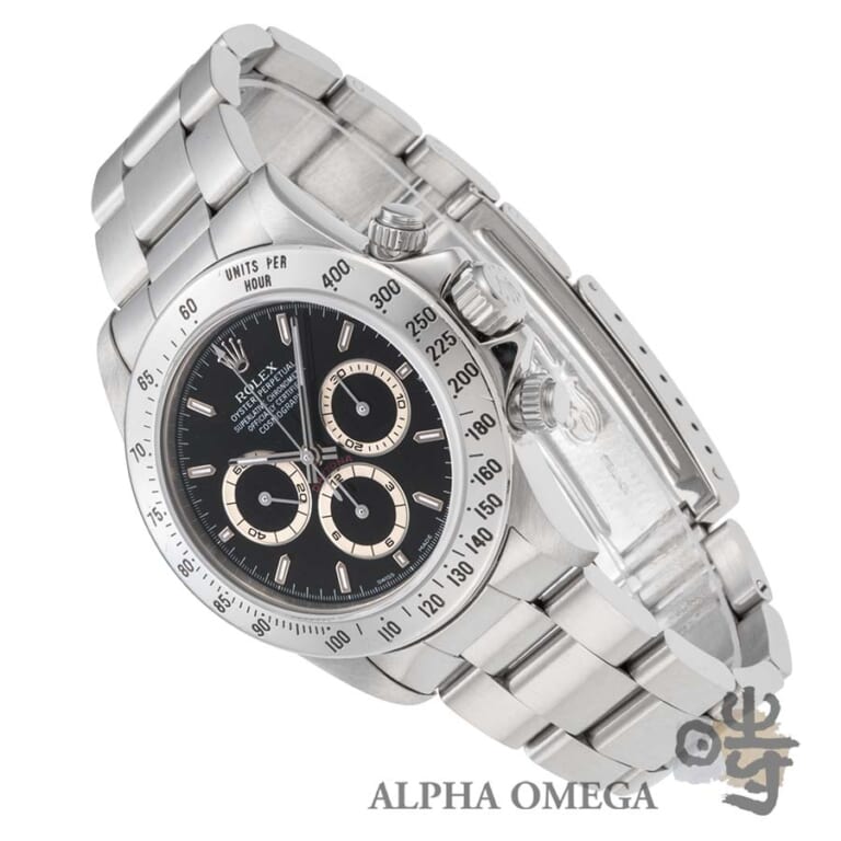 ロレックス コスモグラフ デイトナ Ref.16520 225タキメーター ルミノバ黒文字盤 1989年 L3番 シングルバックル/ストーンテクスチャ ヴィンテージ メンズ 腕時計