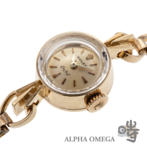 ロレックス オーキッド カッドガラス Ref.2220 ゴールド(YG) ヴィンテージセイコーYGブレスレット 1954/1955 99番アンティーク レディース 腕時計