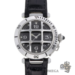 カルティエ パシャ 38mm 950 コンベックスグリッド Ref.W3106255 プラチナベゼル 2000年代 メンズ 腕時計