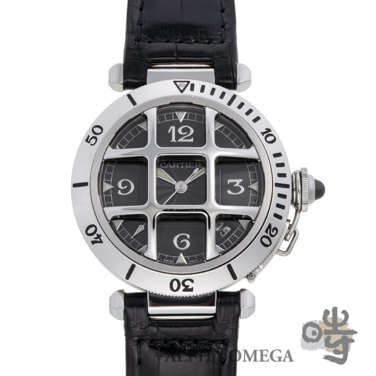 カルティエ パシャ 38mm 950 コンベックスグリッド Ref.W3106255 プラチナベゼル 2000年代 メンズ 腕時計
