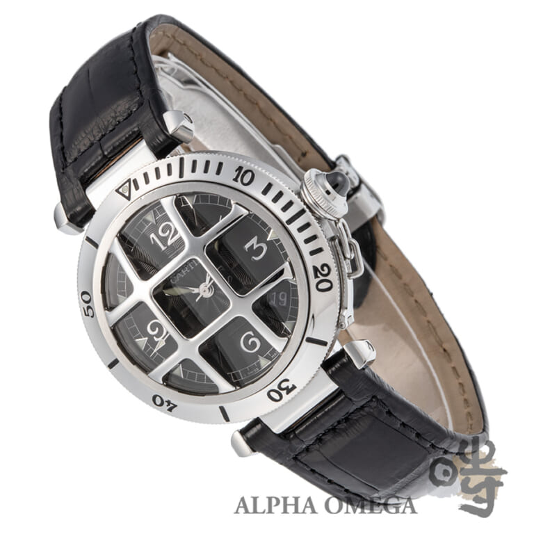 カルティエ パシャ 38mm 950 コンベックスグリッド Ref.W3106255 プラチナベゼル 2000年代 メンズ 腕時計