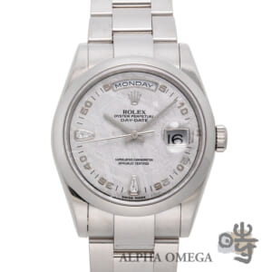 ロレックス デイデイト オイスター×オイスター メテオライト Ref.118209 ゴールド(WG) 2004年 メンズ 腕時計