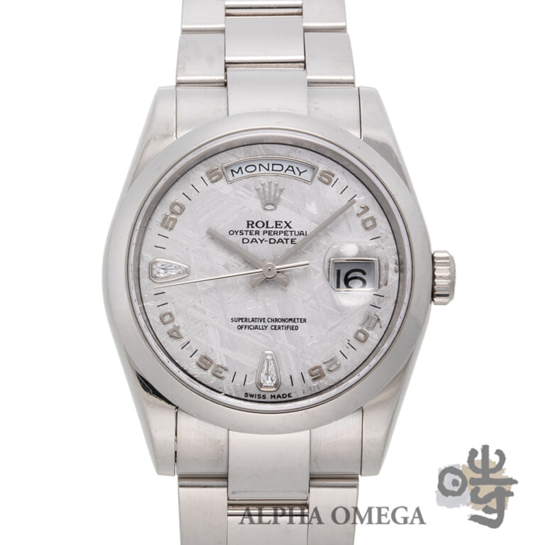 ロレックス デイデイト オイスター×オイスター メテオライト Ref.118209 ゴールド(WG) 2004年 メンズ 腕時計