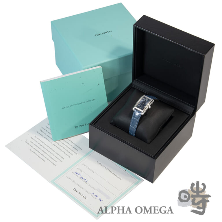 ティファニー グランド レクタンギュラー ブルー ダイアベゼル Ref.19474623 スチール(SS) 2000年代 レディース 腕時計